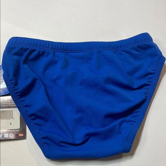 Dolfin Mens Blue/Black Swim Briefs Elastic Edges Blue Sz S - Picture 3 of 6